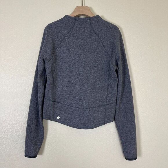 Lululemon Women Size 8 Heathered Slate Hill And Valley Mock Neck Sweater Outdoor - Picture 7 of 15